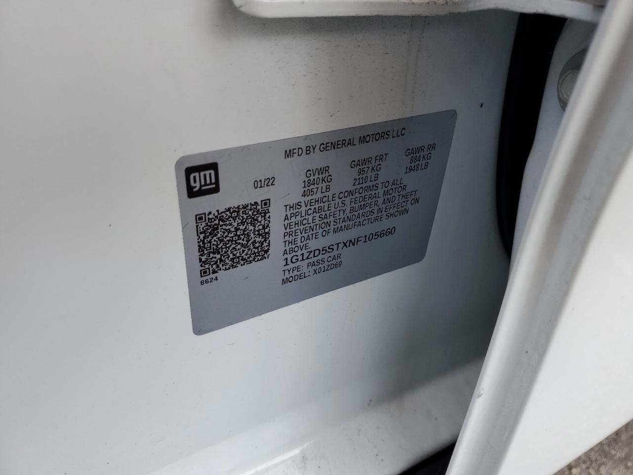 1G1ZD5STXNF105660 CHEVROLET MALIBU 2022