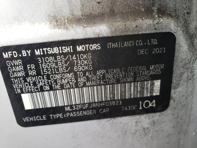  MITSUBISHI MIRAGE 2022 Білий