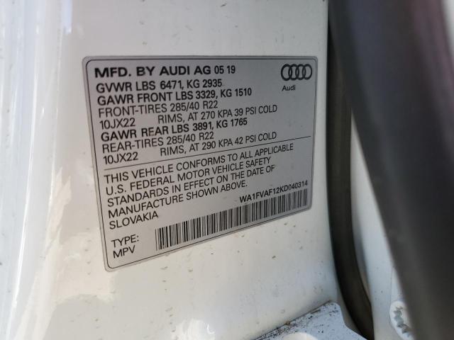 VIN WA1FVAF12KD040314 2019 AUDI Q8 no.12