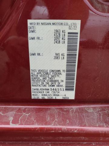 1N4BL4DV4NN346551 Nissan ALTIMA SV