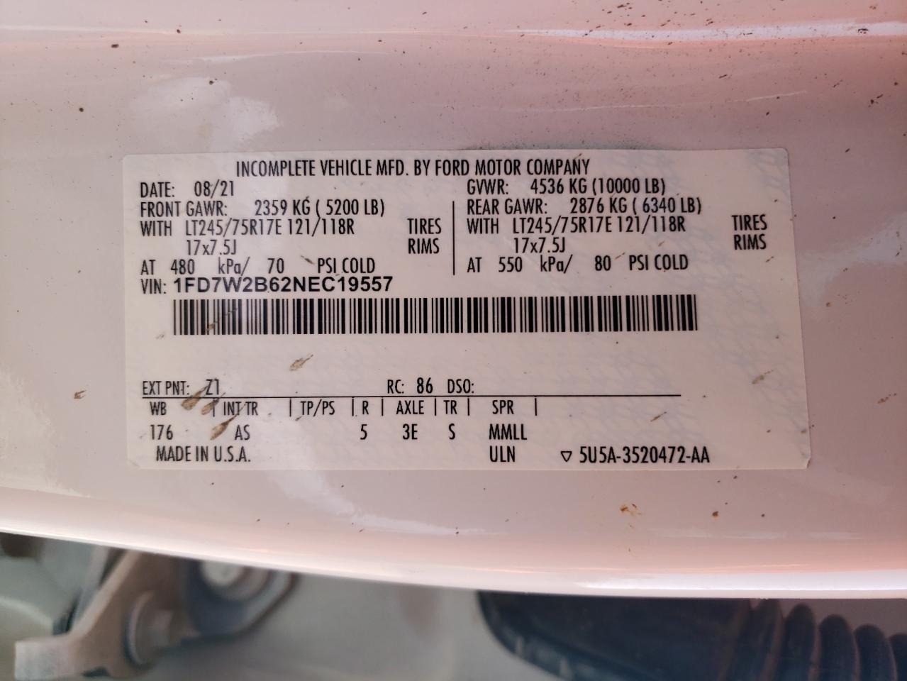 1FD7W2B62NEC19557 FORD F250 2022