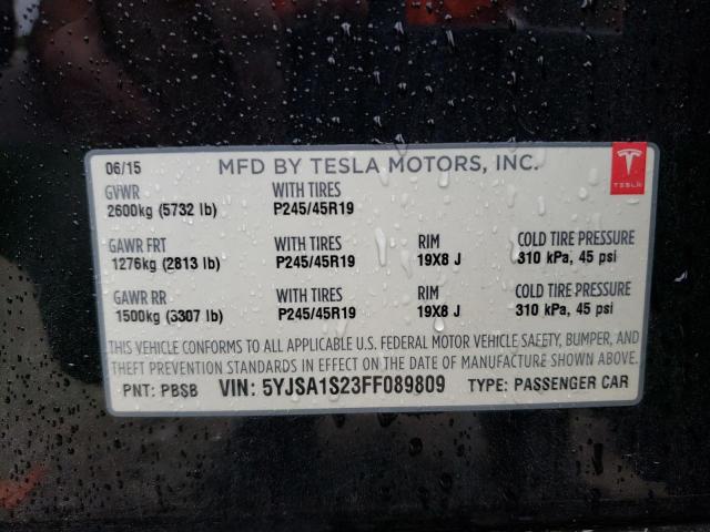 2015 TESLA MODEL S 70 5YJSA1S23FF089809