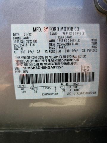 1FMSK8DH8NGA91157 Ford EXPLORER XLT