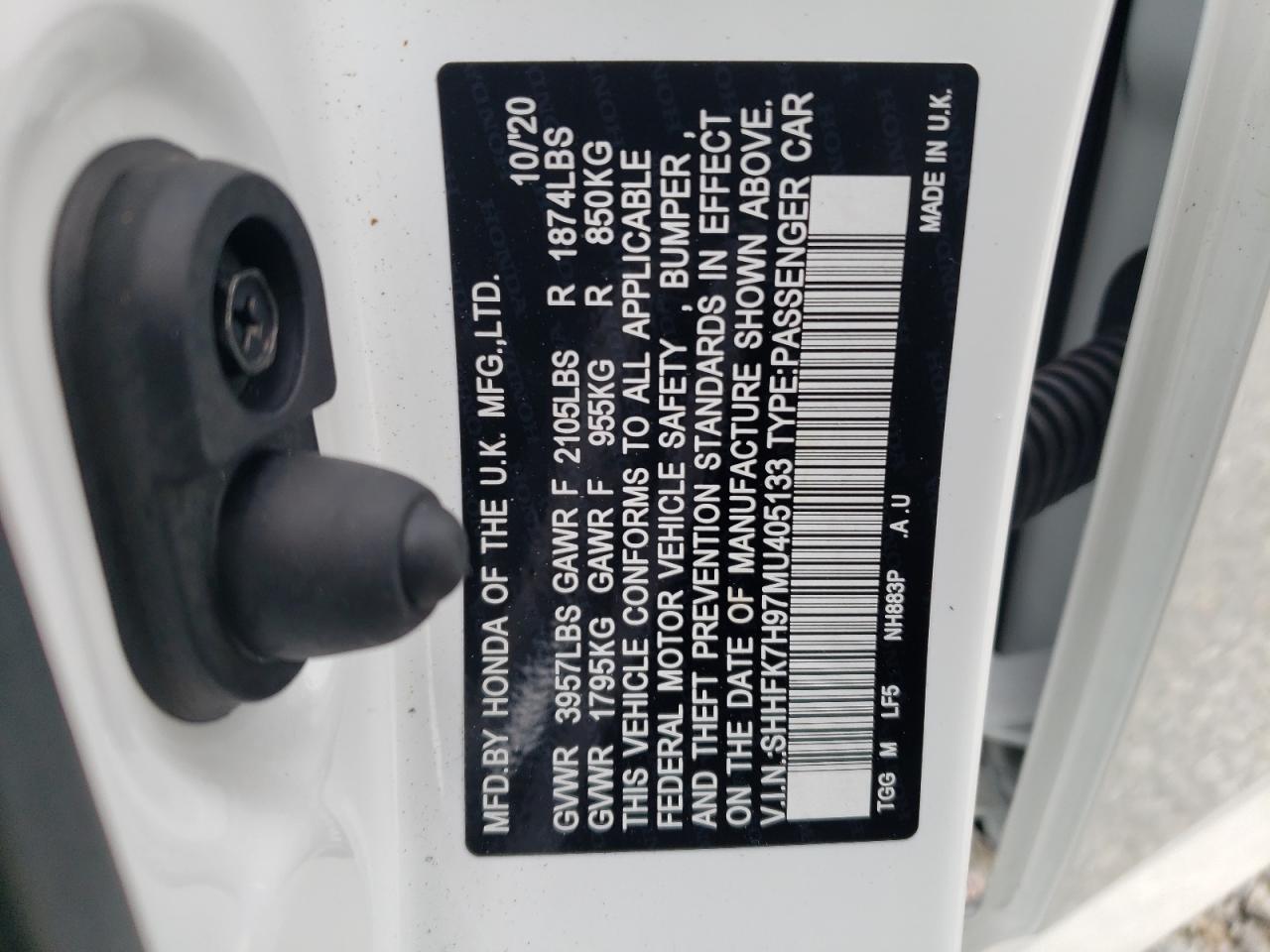 SHHFK7H97MU405133 HONDA CIVIC 2021