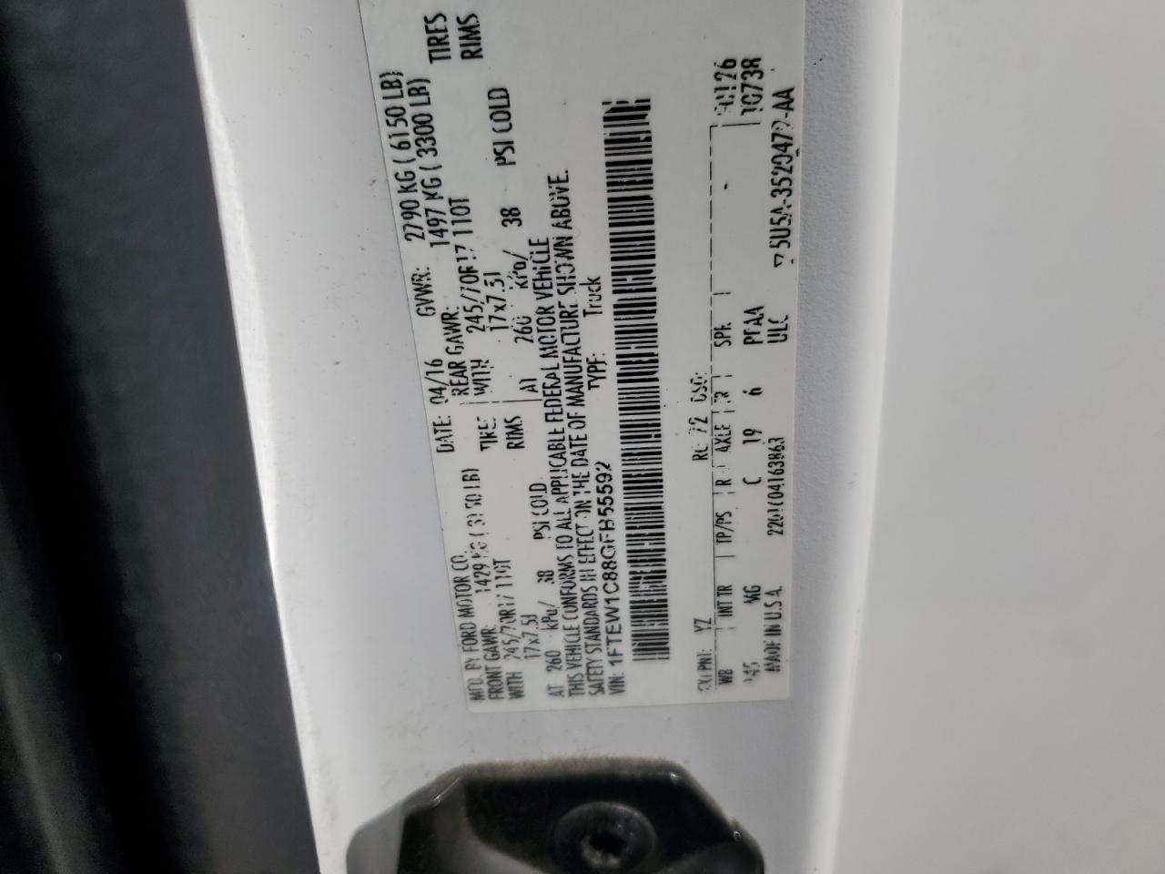 1FTEW1C88GFB55592 FORD F-150 2016