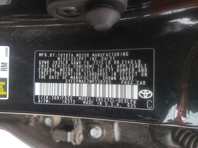 5YFEPMAE7MP238703 Toyota Corolla LE 10