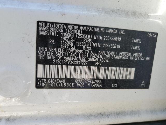 2T3C1RFV3KC031227 Toyota RAV4 XLE P 10