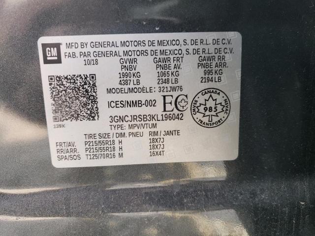 2019 CHEVROLET TRAX PREMI 3GNCJRSB3KL196042