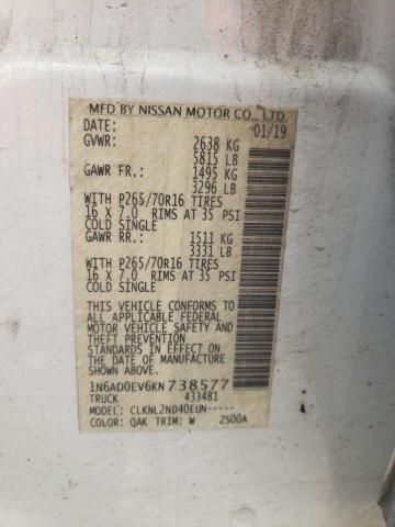 1N6AD0EV6KN738577 Nissan FRONTIER S