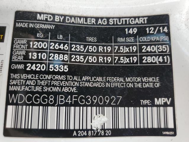 WDCGG8JB4FG390927 Mercedes-Benz Glk 350 4matic