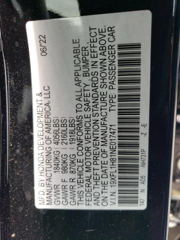 19XFL1H81NE017471 Honda Civic Sport Touring