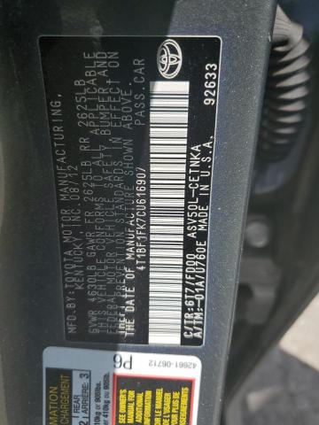 2012 TOYOTA CAMRY BASE 4T1BF1FK7CU616907