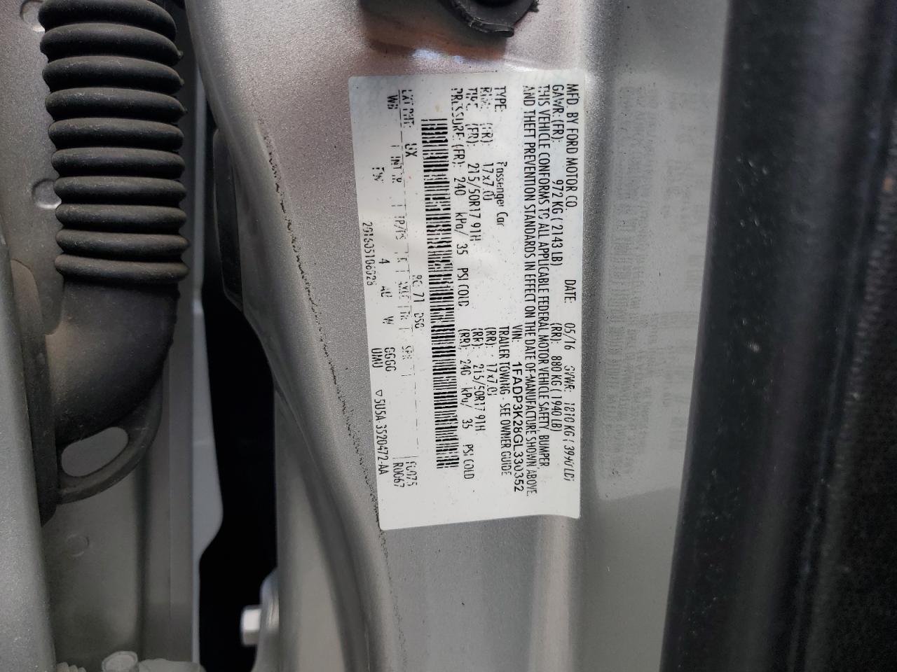 1FADP3K28GL330352 FORD FOCUS 2016