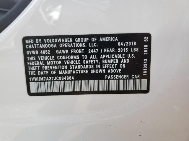 2018 VOLKSWAGEN PASSAT GT 1VWJM7A37JC034864