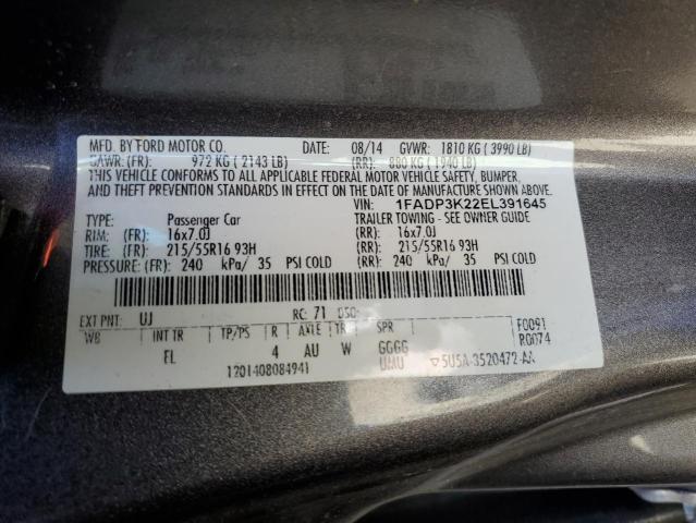 1FADP3K22EL391645 Ford FOCUS SE