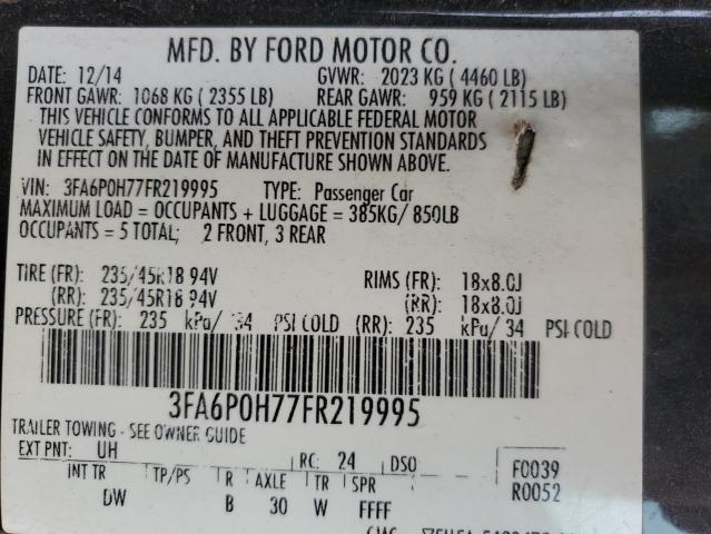 3FA6P0H77FR219995 | 2015 FORD FUSION SE