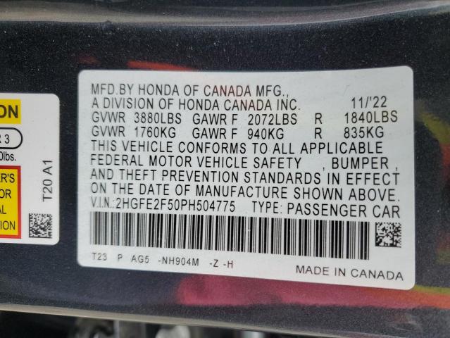 2HGFE2F50PH504775 HONDA CIVIC 2023