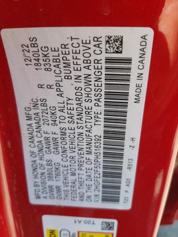 2HGFE2F50PH516392 Honda Civic Sport