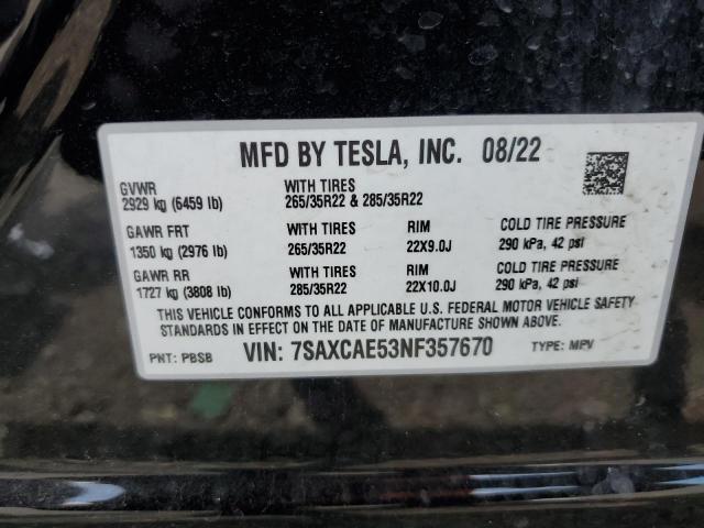 7SAXCAE53NF357670 Tesla MODEL X