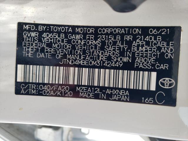 JTND4MBE0M3142449 TOYOTA COROLLA 2021