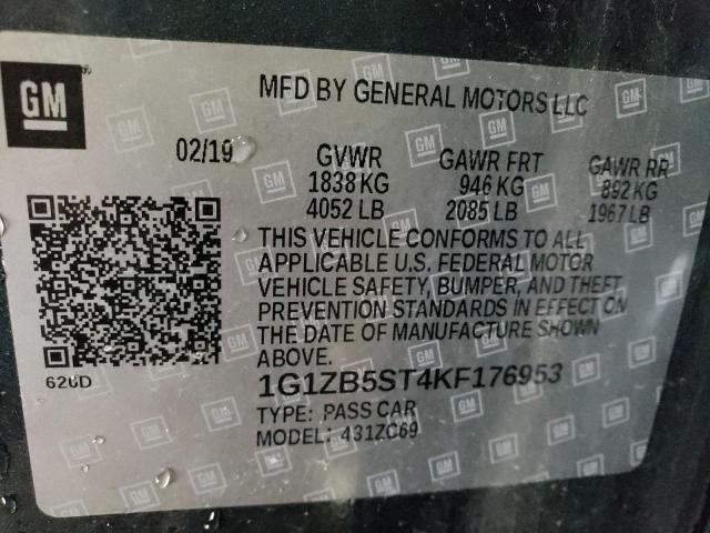 1G1ZB5ST4KF176953 | 2019 CHEVROLET MALIBU LS