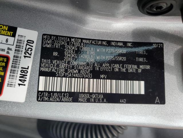2022 TOYOTA SEQUOIA LI - 5TDFY5A14NS076493