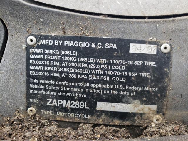 2007 PIAGGIO BV 250 ZAPM289L775102351
