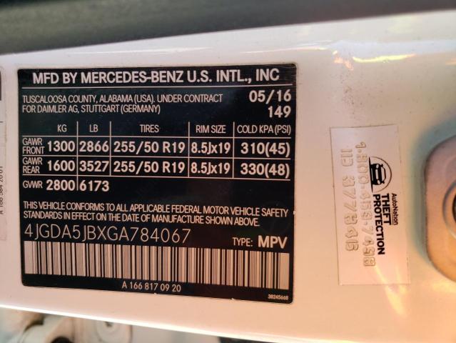 4JGDA5JBXGA784067 Mercedes-Benz GLE 350