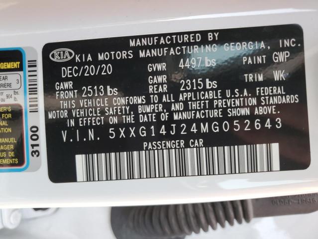 5XXG14J24MG052643 | 2021 KIA K5 LXS