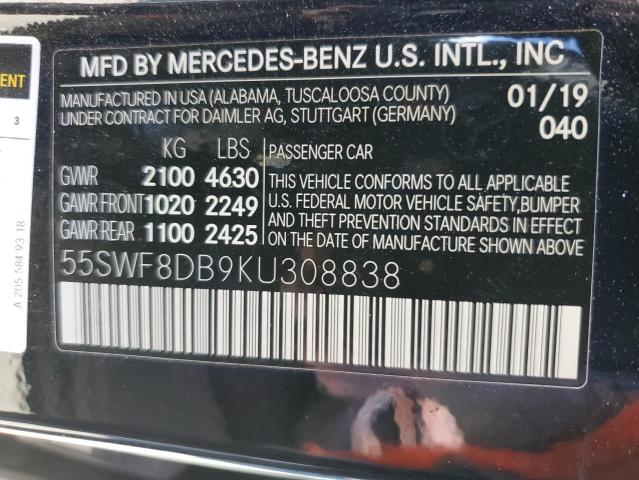 55SWF8DB9KU308838 Mercedes-Benz C 300