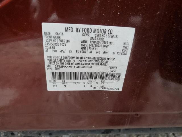 2FMPK4AP1GBC03303 Ford EDGE SPORT