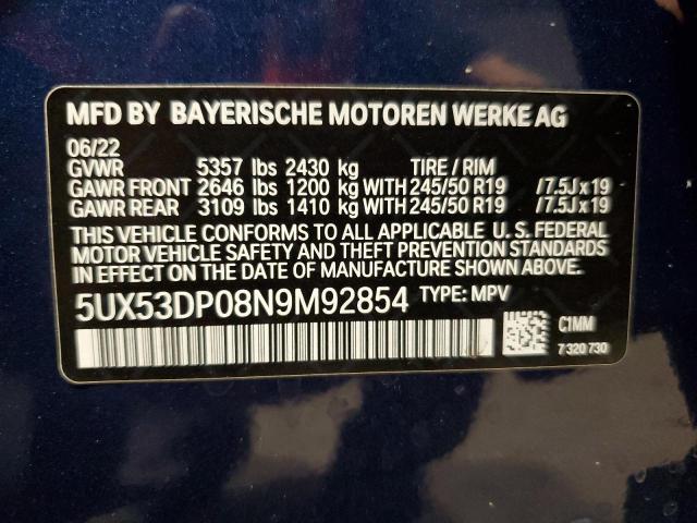 5UX53DP08N9M92854 2022 BMW X3, photo no. 12