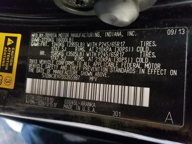 VIN 5TDBK3EH7DS265987 2013 Toyota Highlander, Base no.13