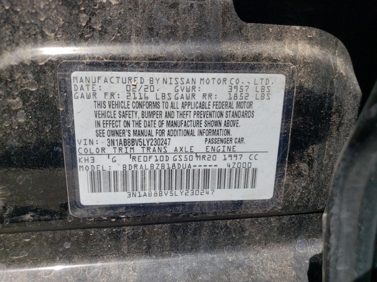 3N1AB8BV5LY230247 NISSAN SENTRA 2020