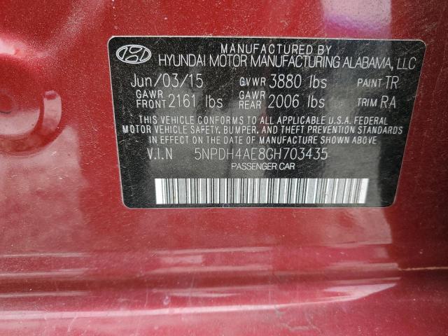 5NPDH4AE8GH703435 Hyundai ELANTRA SE