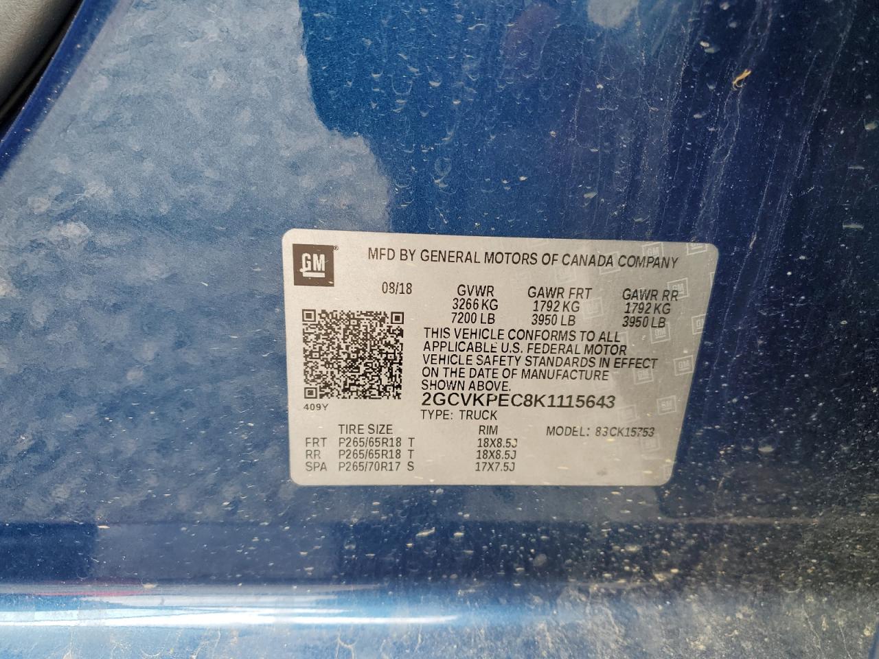 2GCVKPEC8K1115643 CHEVROLET ALL Models 2019