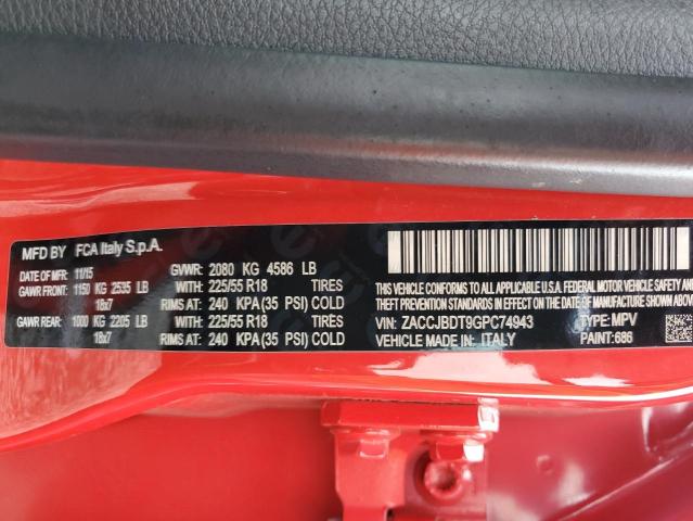 ZACCJBDT9GPC74943 Jeep Renegade Limited