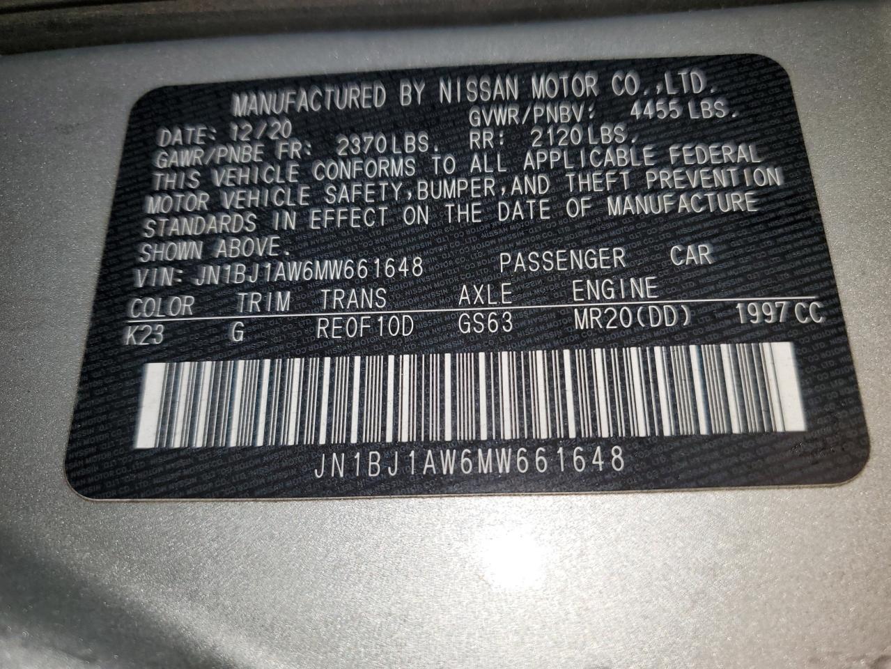 JN1BJ1AW6MW661648 NISSAN ROGUE 2021
