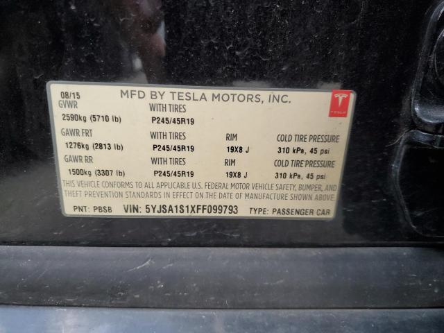 2015 TESLA MODEL S 70 5YJSA1S1XFF099793
