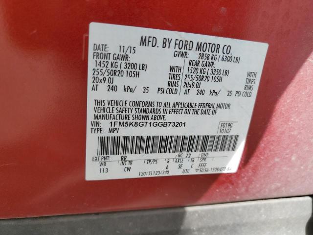 1FM5K8GT1GGB73201 Ford EXPLORER SPORT