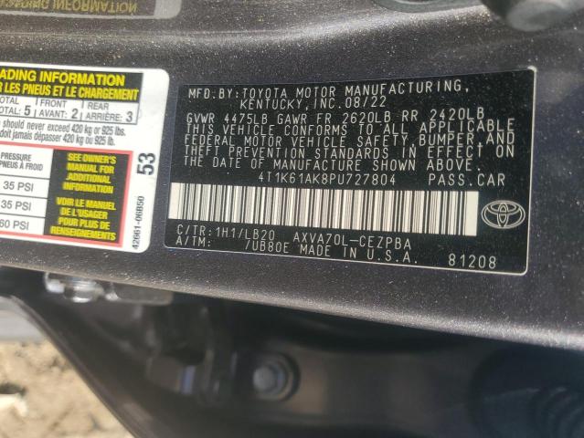 4T1K61AK8PU727804 Toyota CAMRY XSE