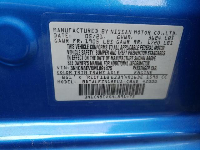 3N1CN8EVXML891475 Nissan VERSA SV