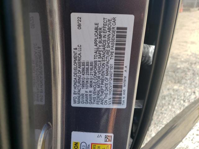 1HGCV1F12NA071501 | 2022 HONDA ACCORD