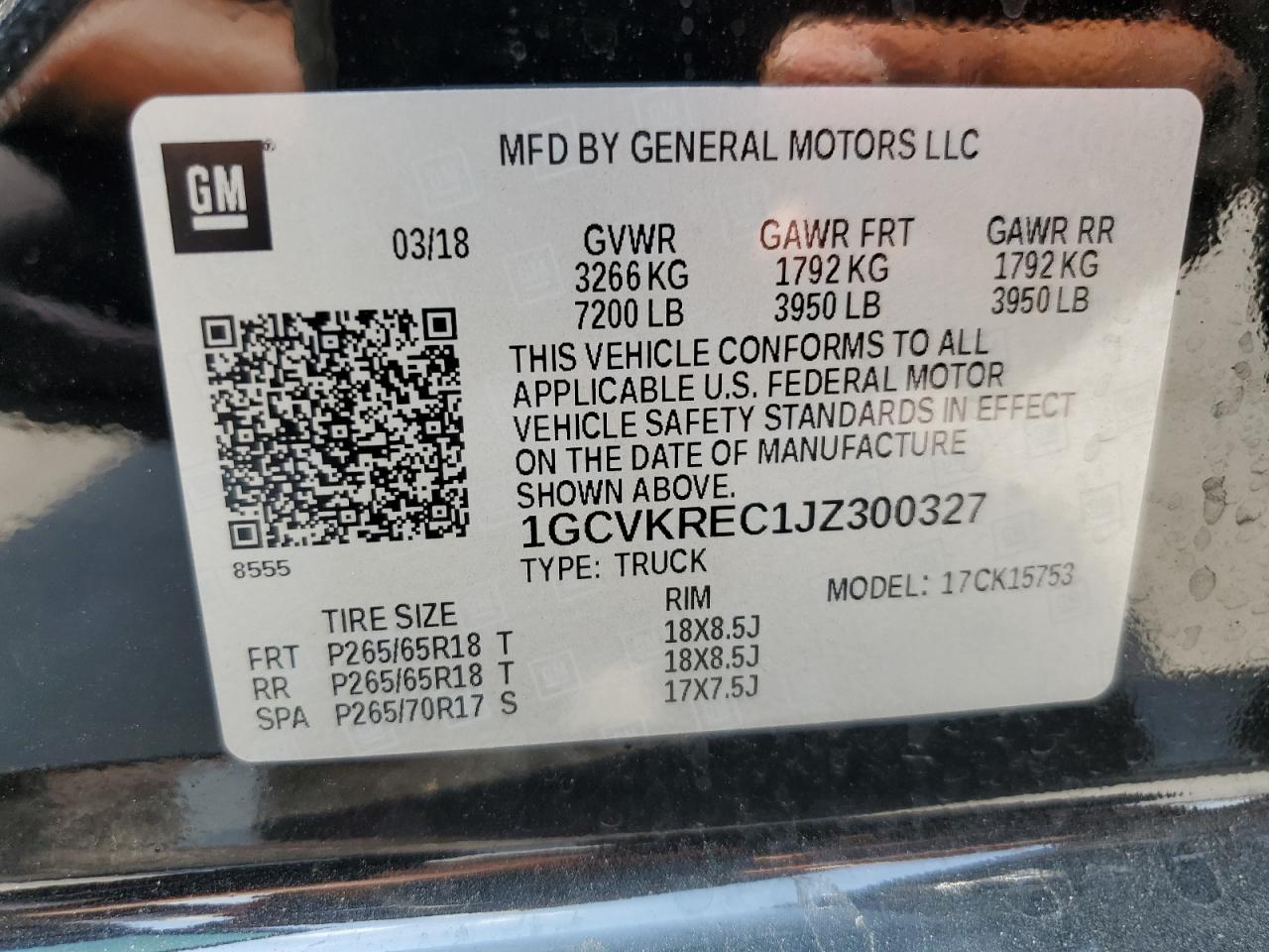1GCVKREC1JZ300327 CHEVROLET ALL Models 2018