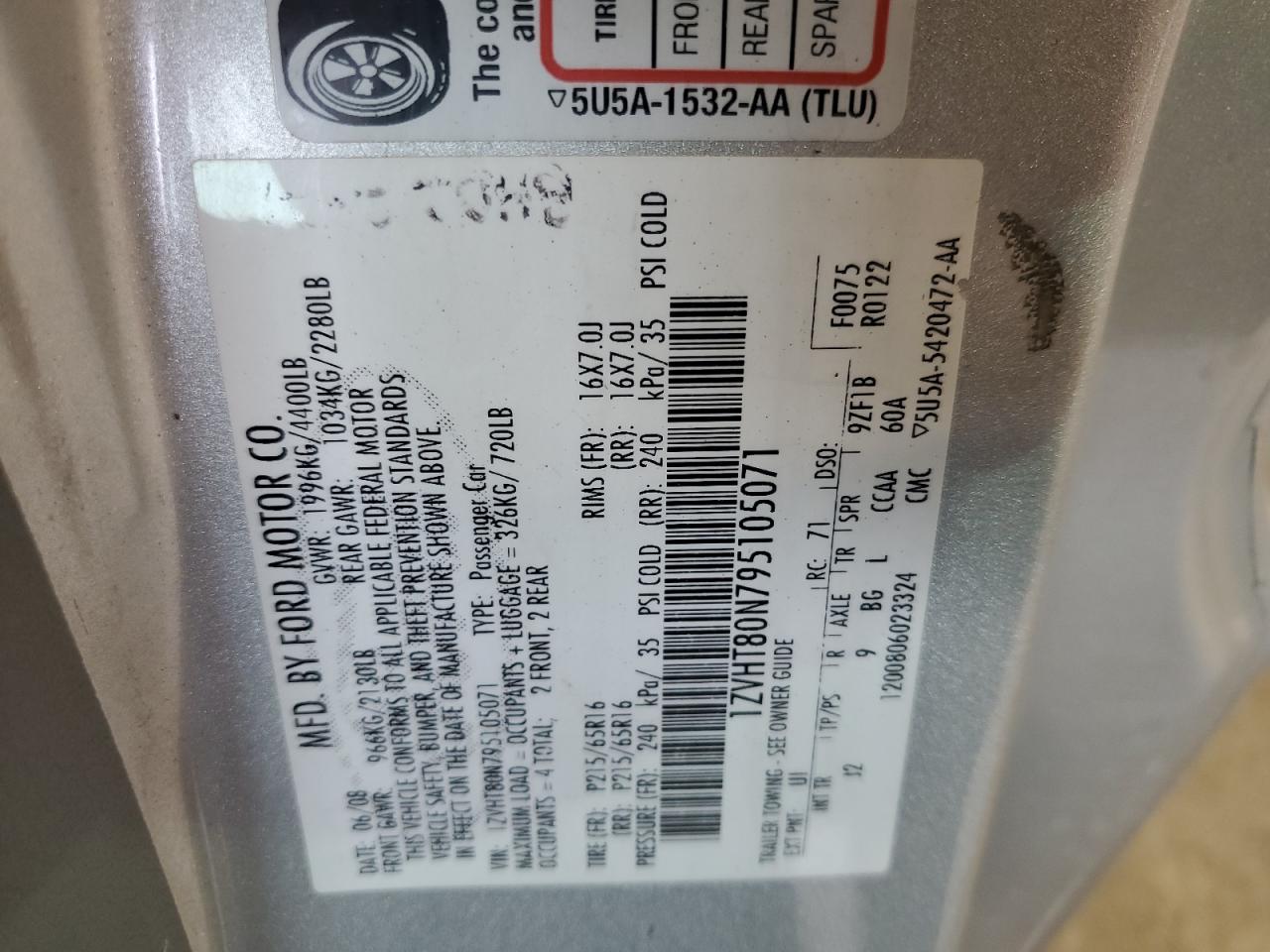 1ZVHT80N795105071 2009 Ford Mustang