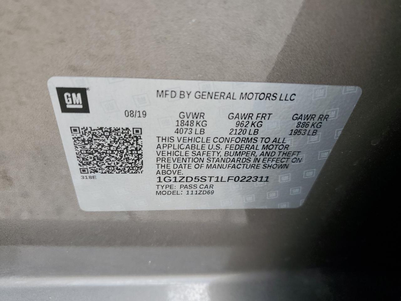 1G1ZD5ST1LF022311 CHEVROLET MALIBU 2020