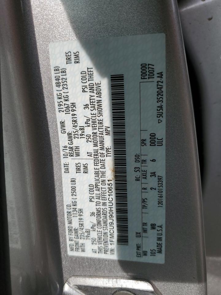 1FMCU9J90HUC10651 FORD ESCAPE 2017