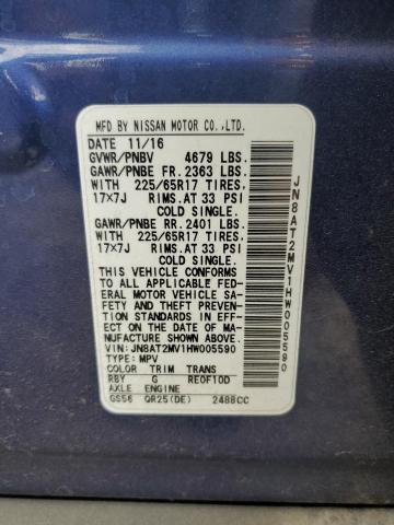 JN8AT2MV1HW005590 Nissan ROGUE S