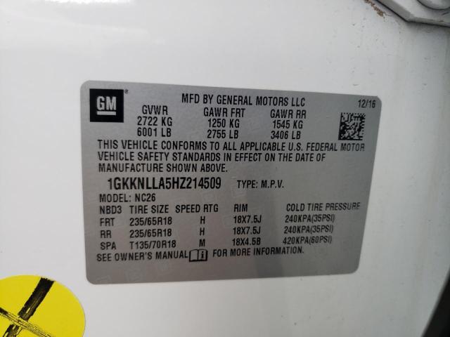 1GKKNLLA5HZ214509 GMC ACADIA SLE