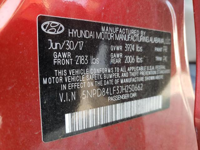 5NPD84LF3JH250662 Hyundai ELANTRA SEL